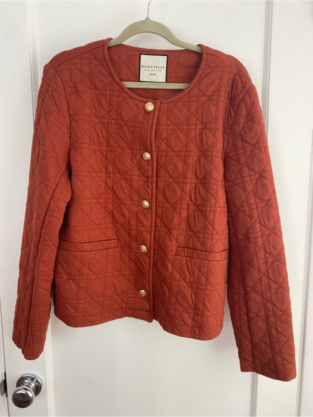 bagatelle Quilted Button-Front Jacket in Rust